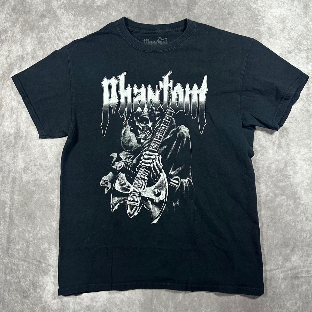 Phantom Mens M Graphic T-Shirt Black Grim Reaper Guitar‎ Skeleton Size Medium